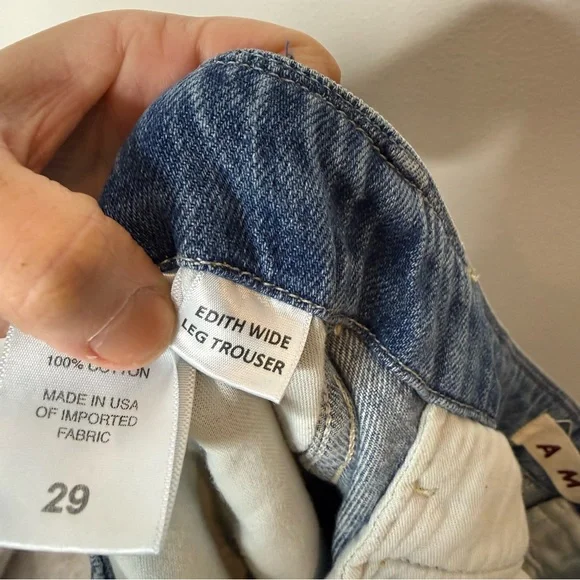 AMO Edith Wide Leg Denim Trouser in Romance 100% Cotton Slouchy Fit size 29 - Picture 11 of 14